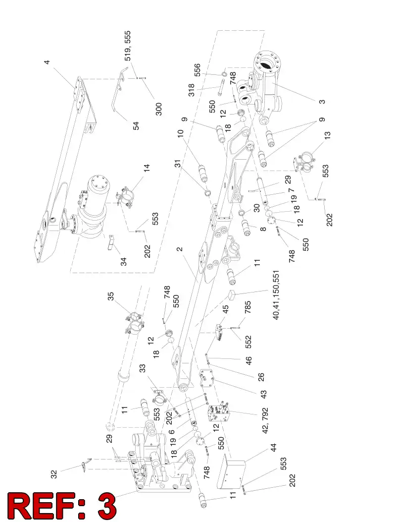 55003137 550 031 37 BOOM HEAD - Sandvik Technical Drawing