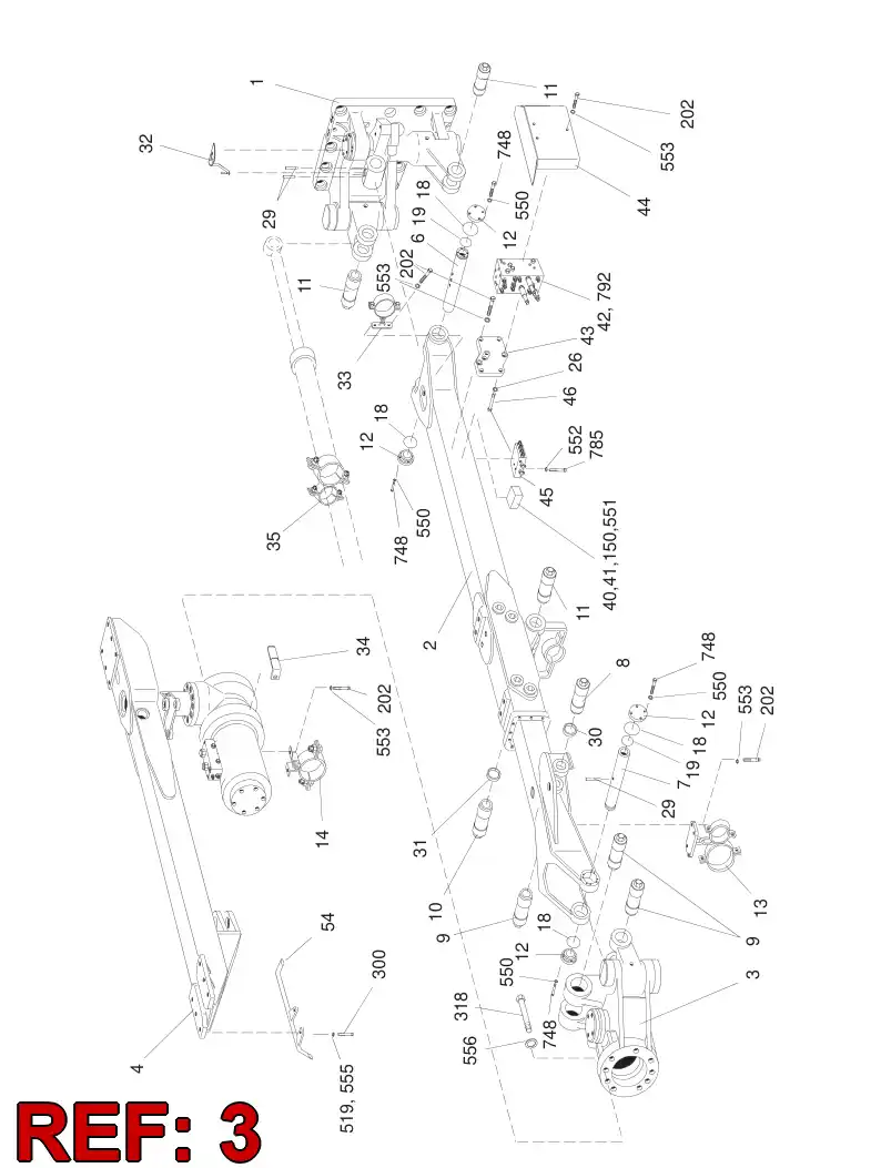 55003138 550 031 38 BOOM HEAD - Sandvik Technical Drawing