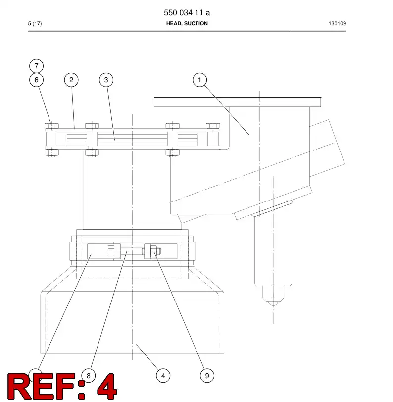 55003292 550 032 92 Head, Suction - Sandvik Technical Drawing