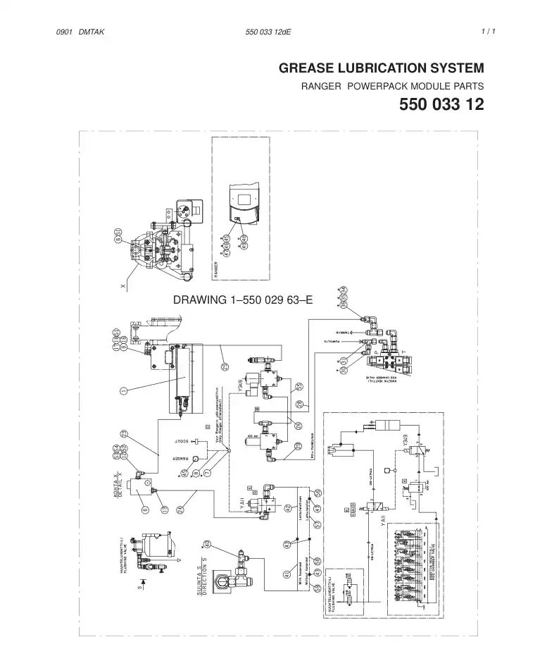 55003312dE 550 033 12dE GREASE LUBRICATION SYSTEM - Sandvik Technical Drawing