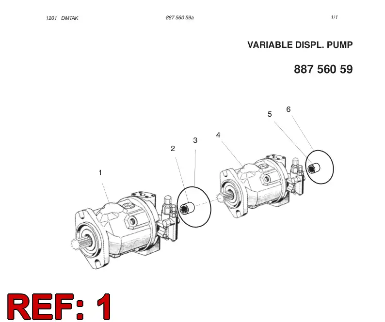 55003340 550 033 40 AXIAL PISTON PUMP ASSY - Sandvik Technical Drawing