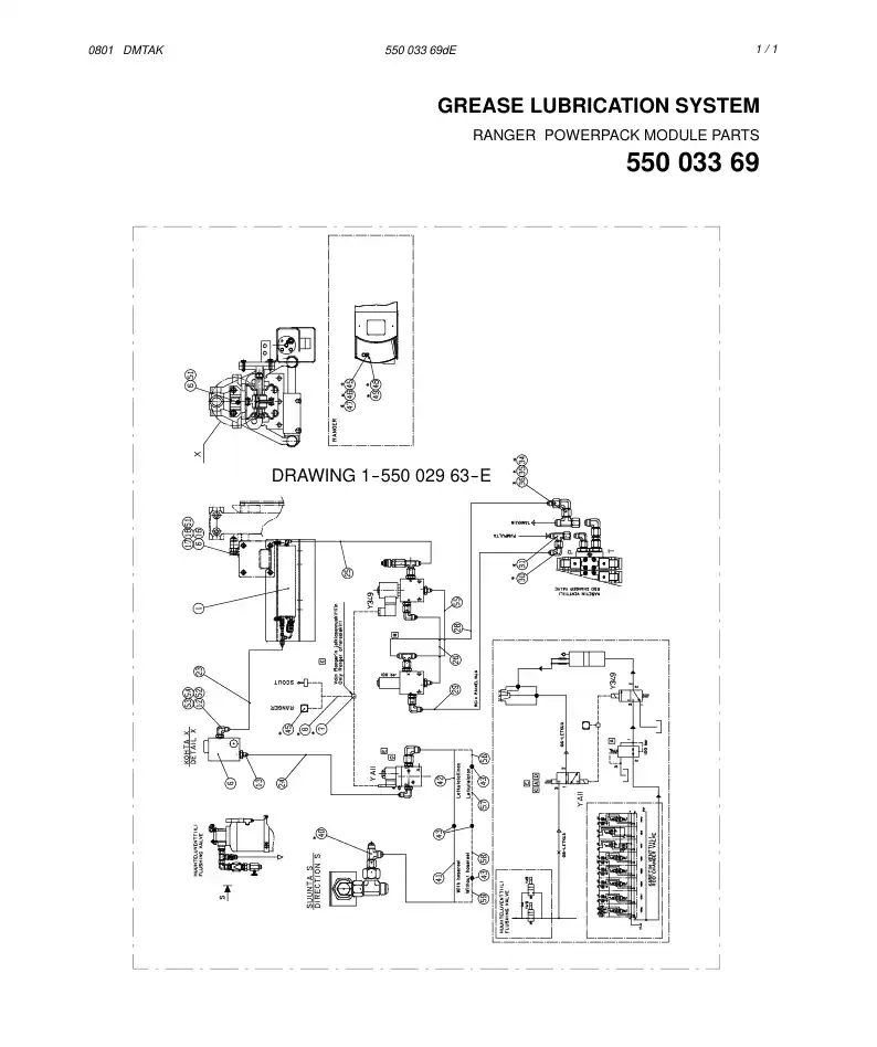 55003369dE 550 033 69dE GREASE LUBR. SYSTEM POWERPACK - Sandvik Technical Drawing