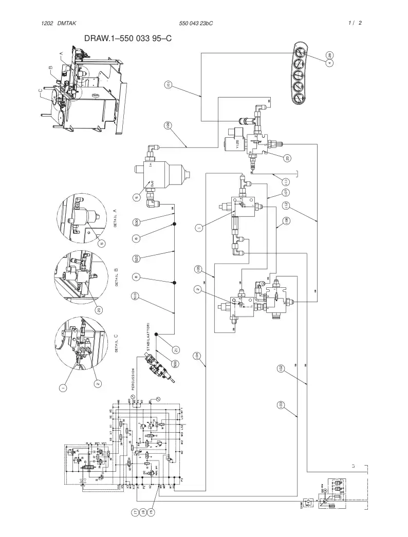 55003395cD 550 033 95cD HYDRAULIC DIAGRAM - Sandvik Technical Drawing