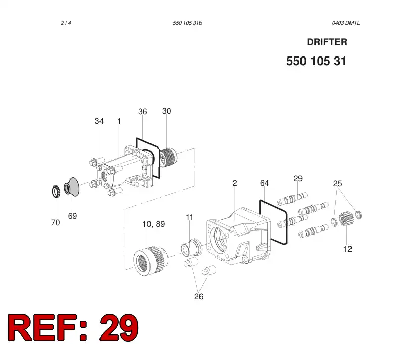 55003402 550 034 02 TIE ROD - Sandvik Technical Drawing
