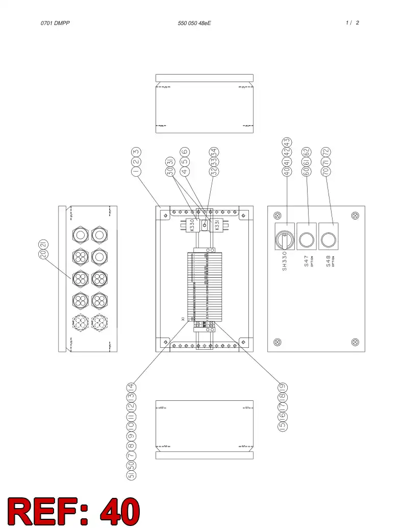 55003487 550 034 87 ILLUMINATED SELECTOR SWITCH - Sandvik Technical Drawing