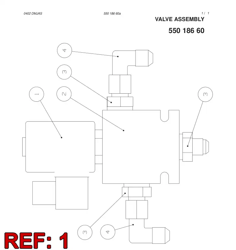 55003494 550 034 94 VALVE - Sandvik Technical Drawing