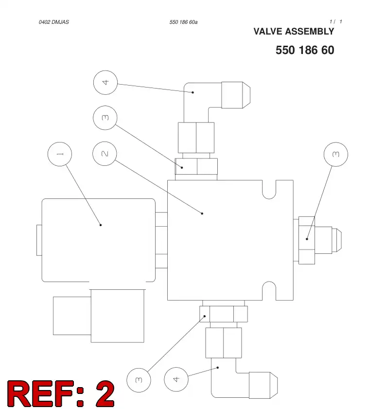 55003496 550 034 96 VALVE - Sandvik Technical Drawing