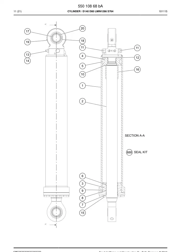 55003573a 550 035 73a Seal kit - Sandvik Technical Drawing
