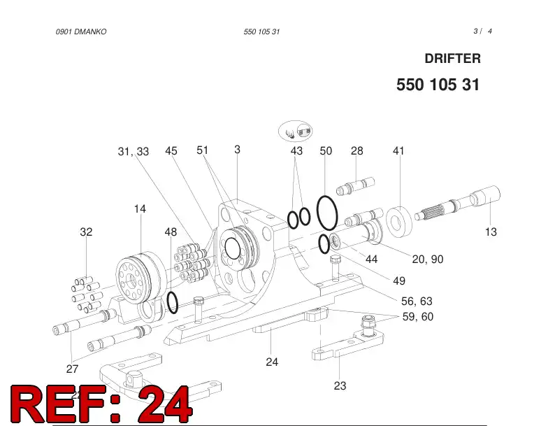55003613 550 036 13 FASTENING PIECE - Sandvik Technical Drawing