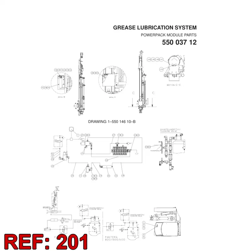 55003756 550 037 56 HYDRAULIC HOSE ASSEMBLY - Sandvik Technical Drawing