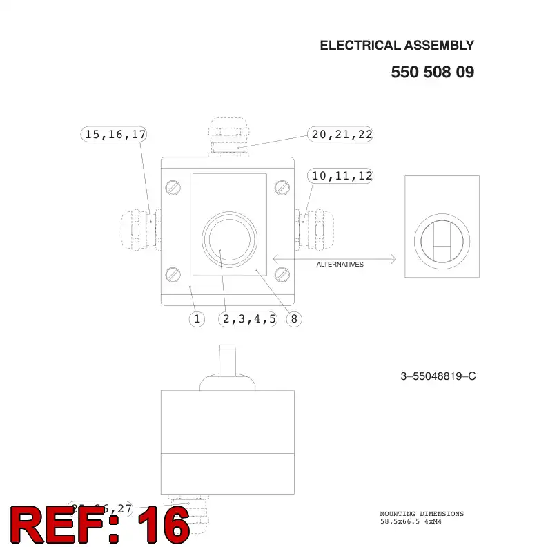 550 038 17 Gland, Cable, Metallic - drawing