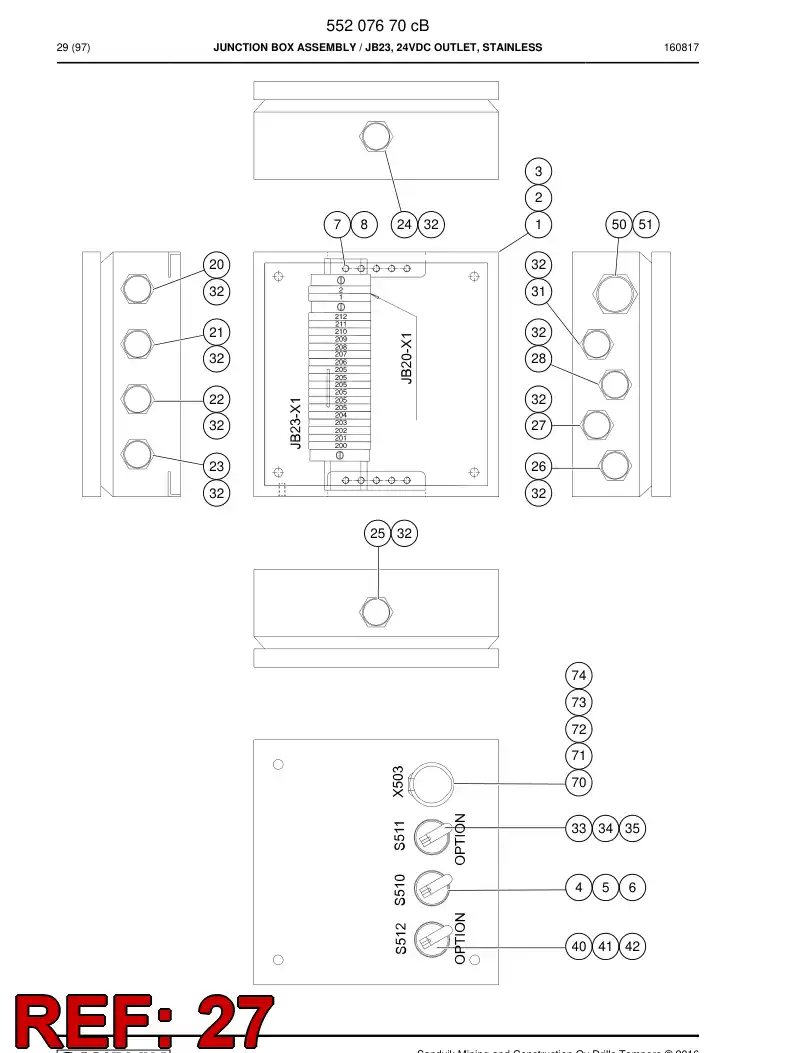 55003818c 550 038 18c PRENSAESTOPAS, CABLE, METLICO - Sandvik Technical Drawing