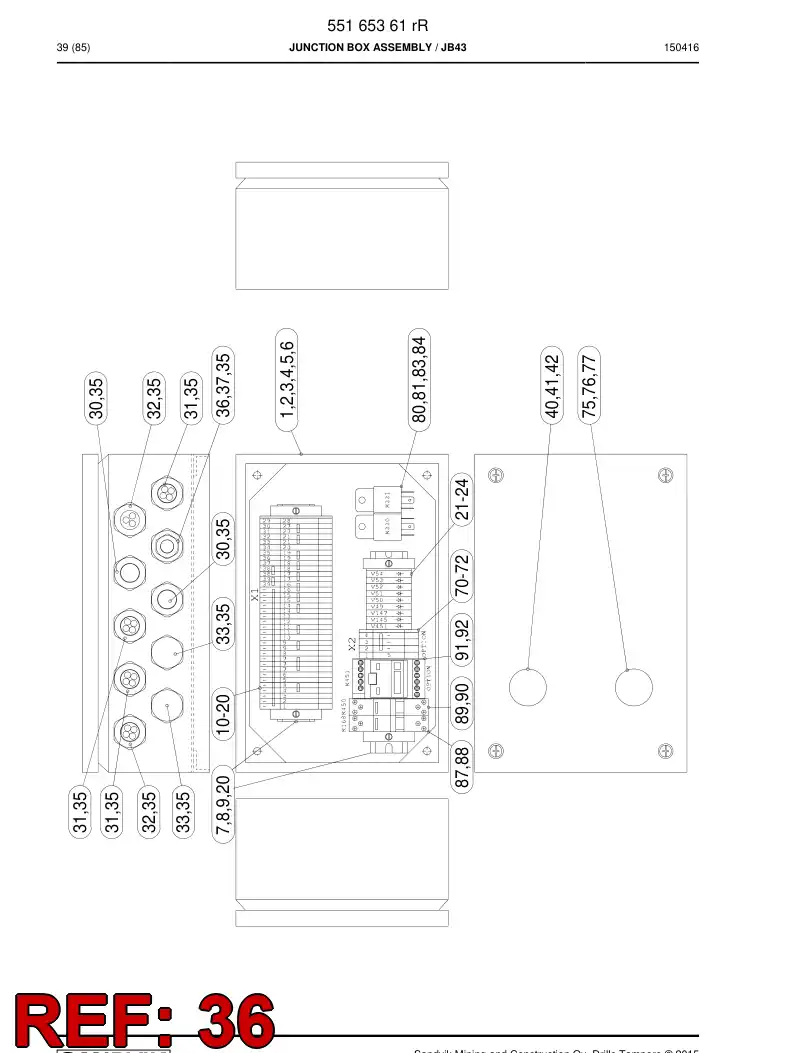 55003822a 550 038 22a REDUCTOR - Sandvik Technical Drawing