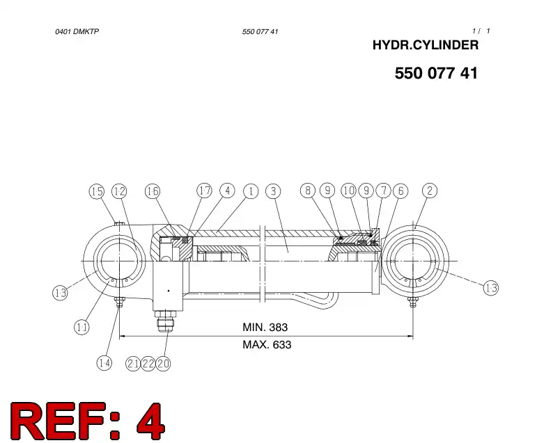 55003978 550 039 78 PISTON - Sandvik Technical Drawing
