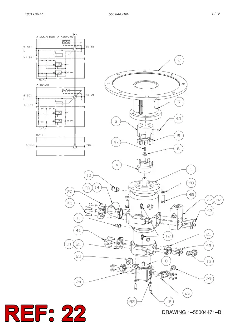 55004000 550 040 00 VALVE ASSEMBLY - Sandvik Technical Drawing