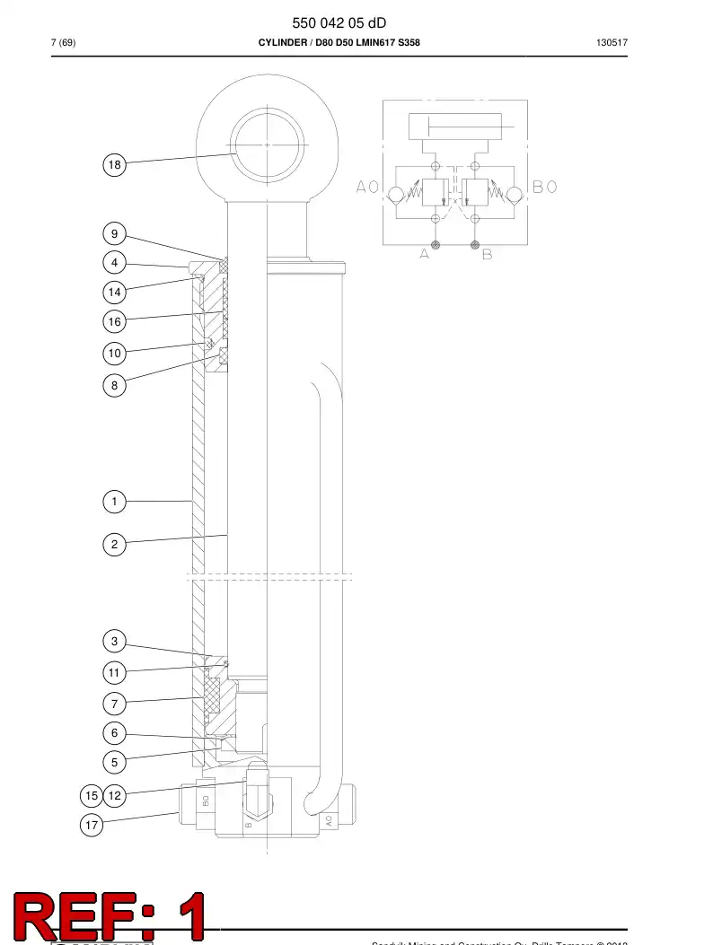 55004204 550 042 04 Tube, Cylinder - Sandvik Technical Drawing