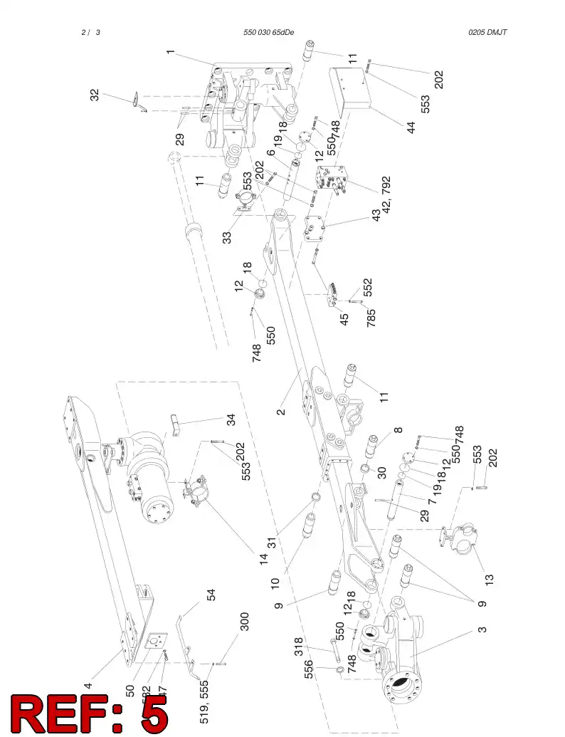 55004340 550 043 40 LIST OF CYLINDERS (SEE PAGE 1) - Sandvik Technical Drawing