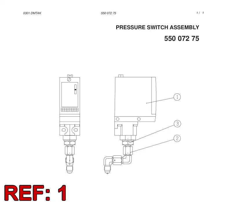 55004367 550 043 67 Switch, Pressure - Sandvik Technical Drawing