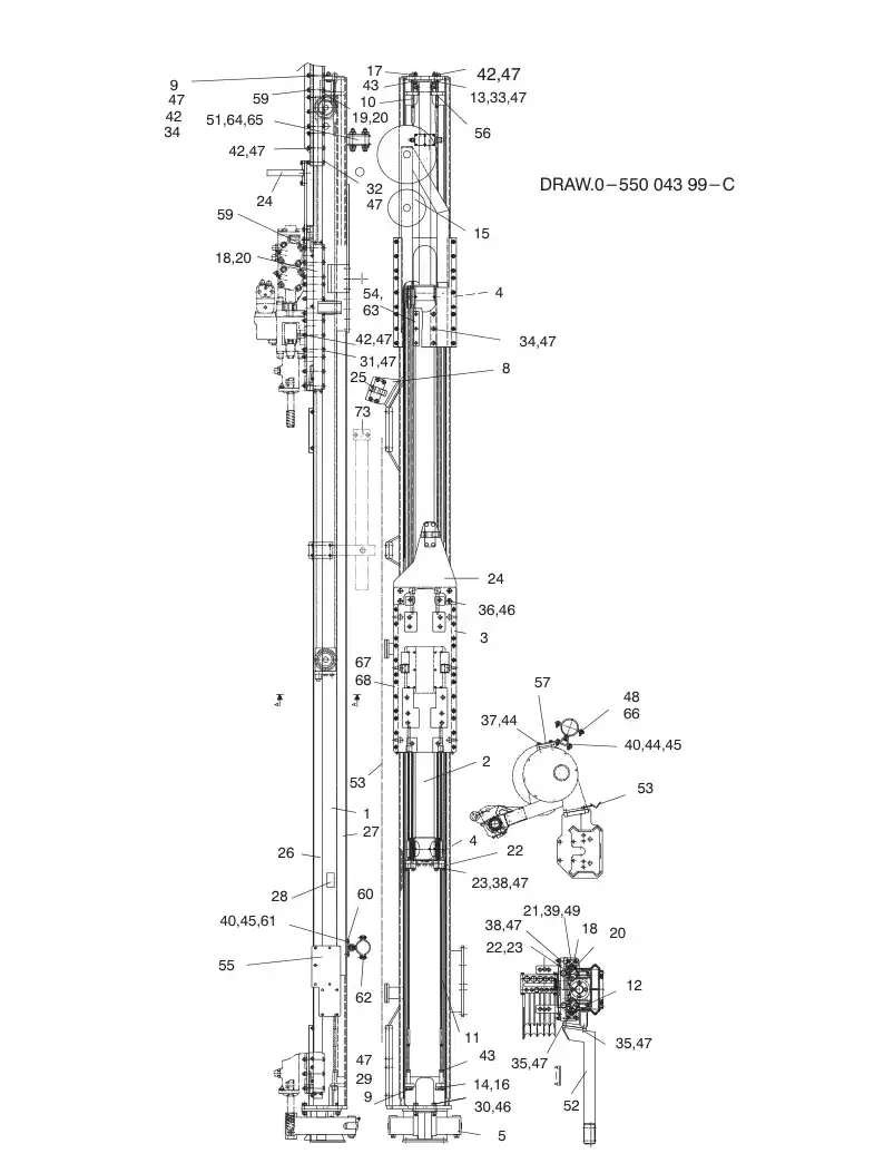 55004400hC 550 044 00hC CYLINDER FEED - Sandvik Technical Drawing
