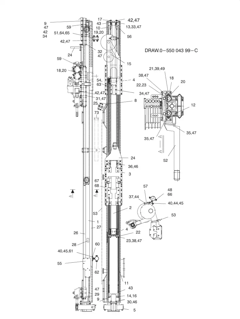 55004401fC 550 044 01fC CYLINDER FEED - Sandvik Technical Drawing