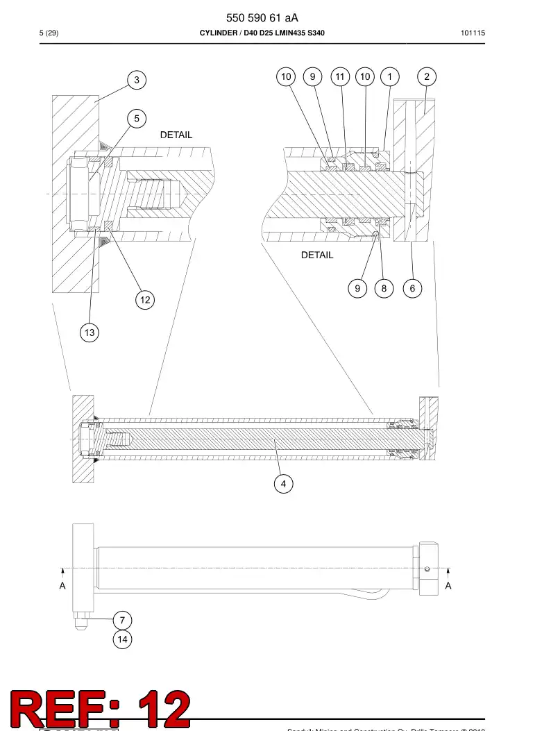 55004465c 550 044 65c SEALNTE DO MBOLO - Sandvik Technical Drawing