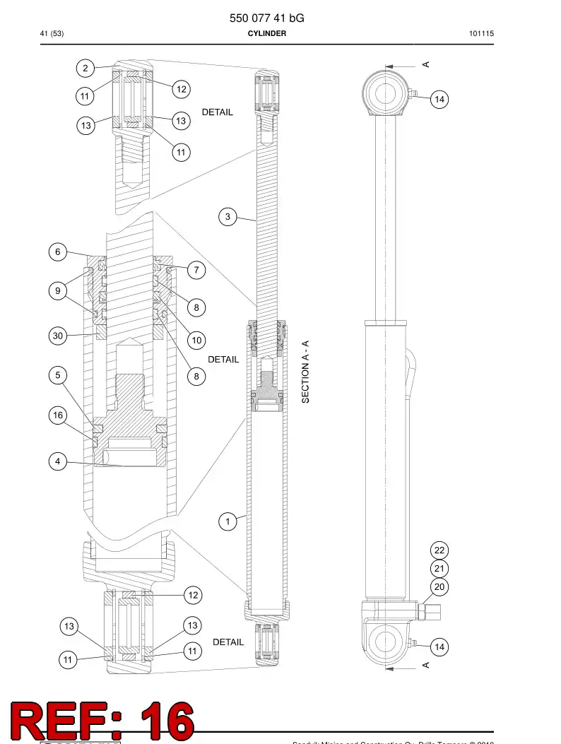 55004468a 550 044 68a Slide ring - Sandvik Technical Drawing