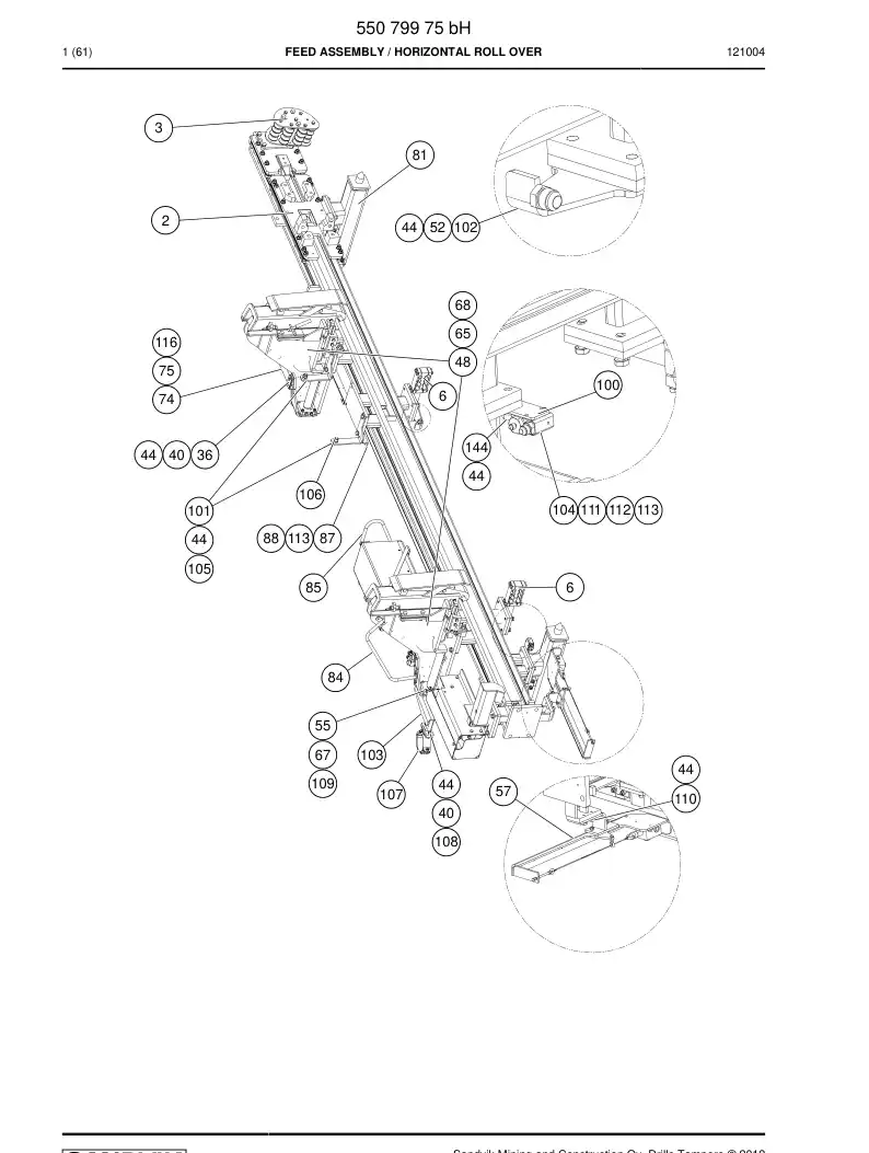 55004545d 550 045 45d ROD CHANGER - Sandvik Technical Drawing