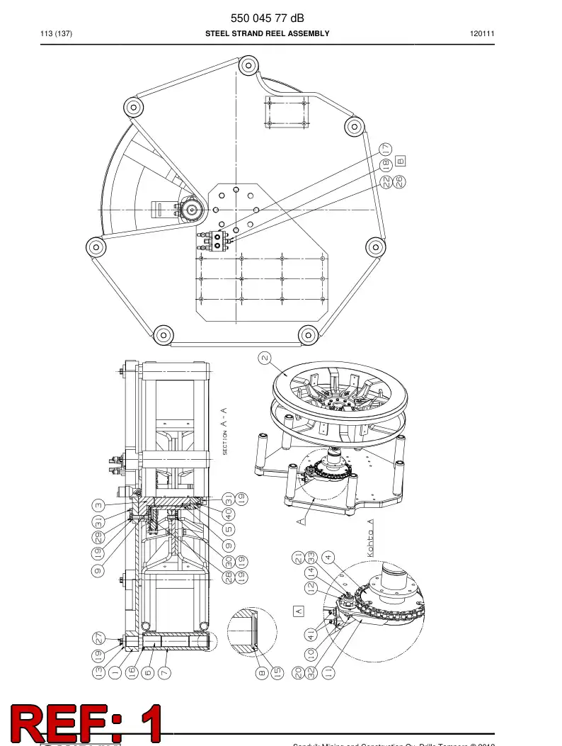 55004565b 550 045 65b Rear plate - Sandvik Technical Drawing