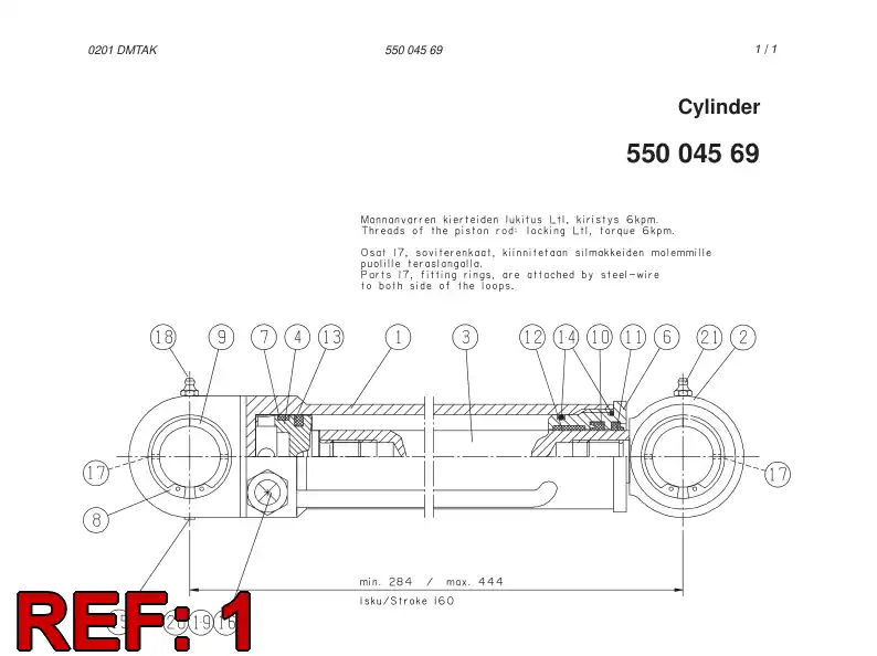 55004568 550 045 68 Tube, Cylinder - Sandvik Technical Drawing