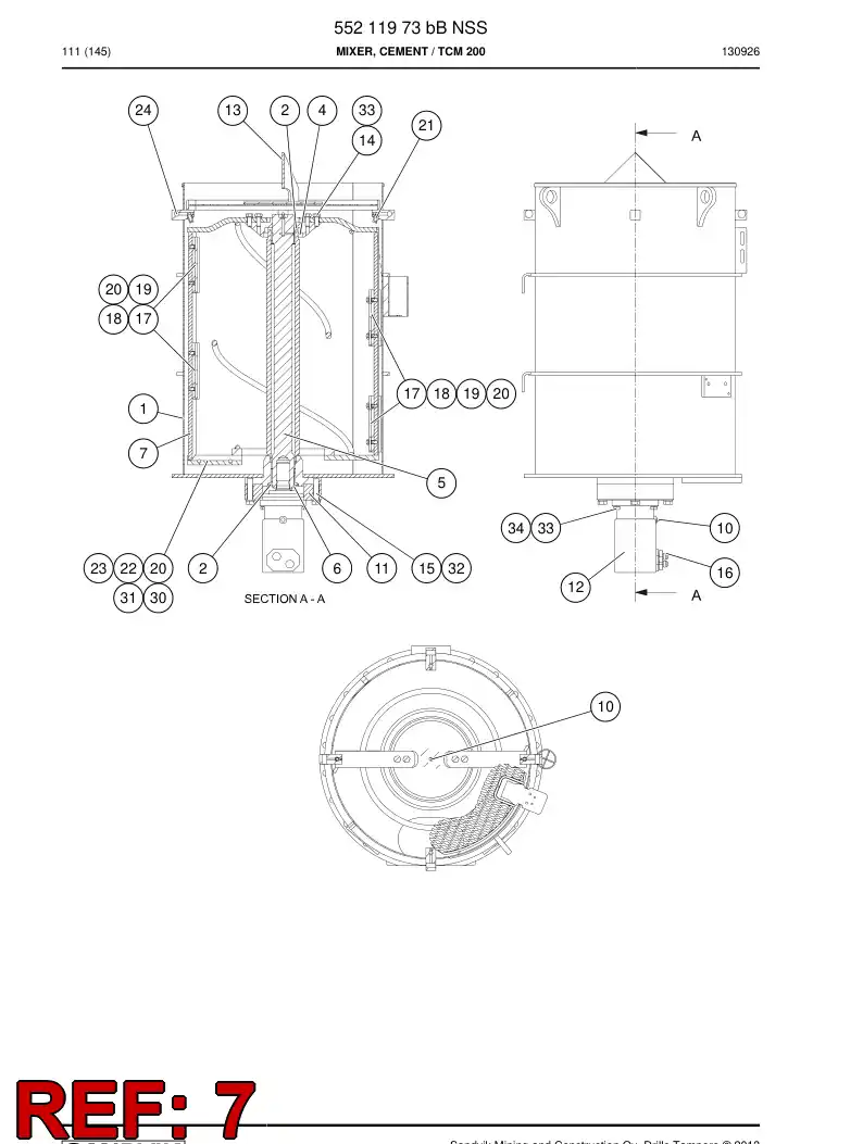 55004726a 550 047 26a Blade, Mixer - Sandvik Technical Drawing