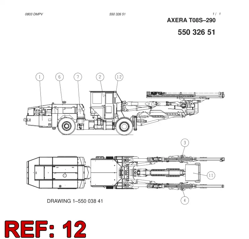 55005120 550 051 20 DRIVING- AND WORKING LIGHT ASSEMBLY - Sandvik Technical Drawing