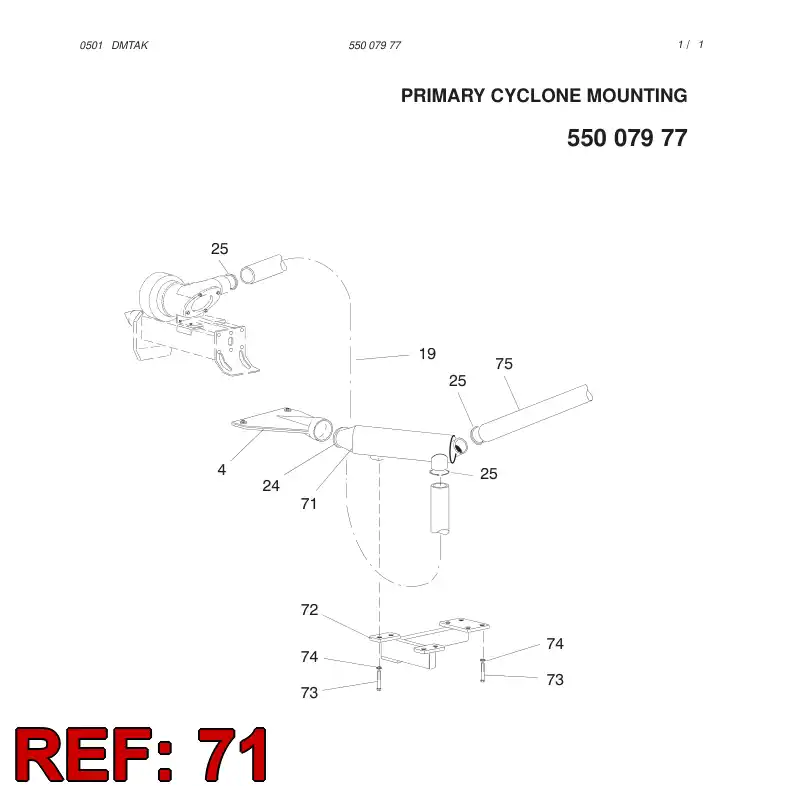 55005237 550 052 37 PRIMARY CYCLONE - Sandvik Technical Drawing