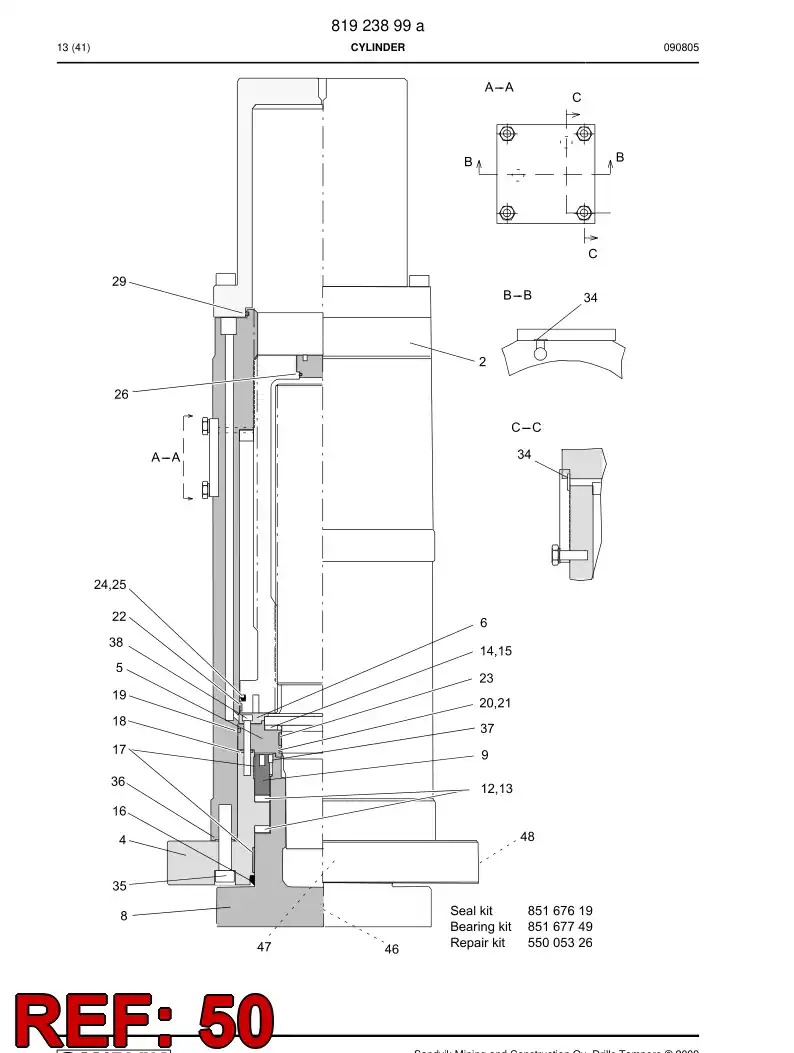 55005326 550 053 26 REPAIR KIT - Sandvik Technical Drawing