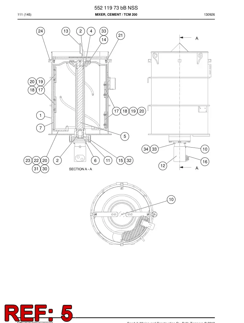 55005407a 550 054 07a Shaft - Sandvik Technical Drawing