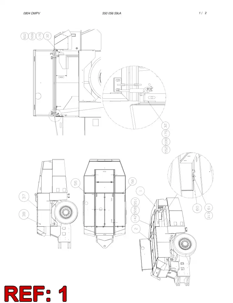 55005477 550 054 77 COVERS ASSEMBLY - Sandvik Technical Drawing