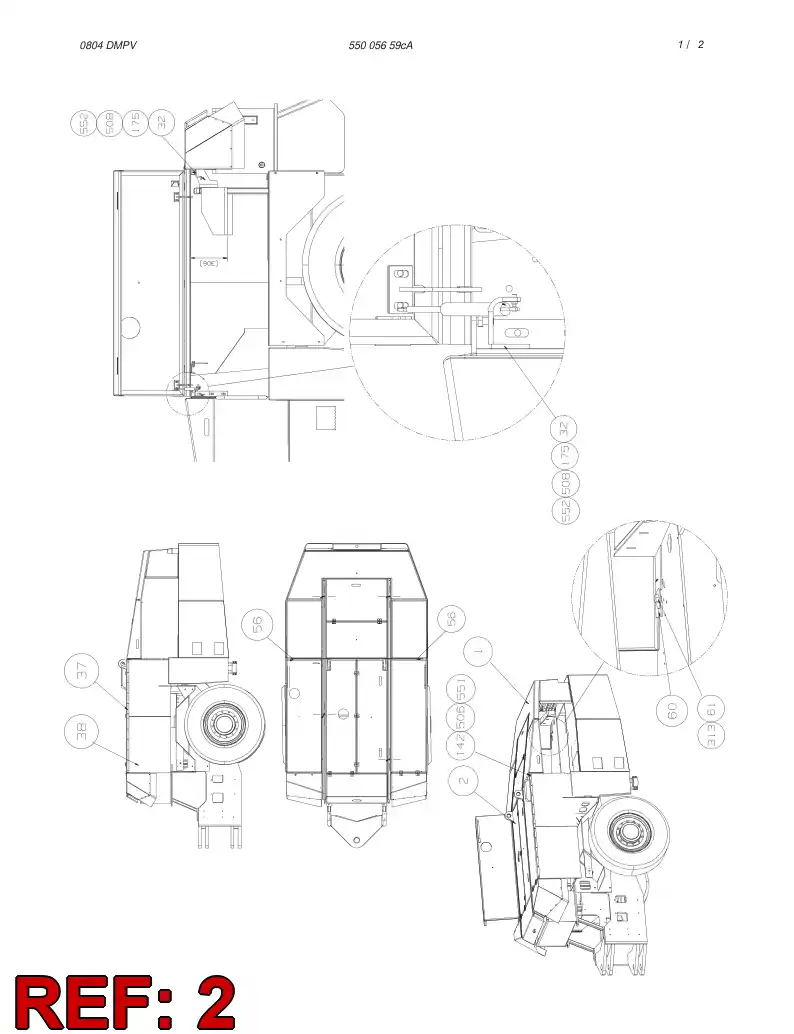 55005512 550 055 12 COVERS ASSEMBLY - Sandvik Technical Drawing