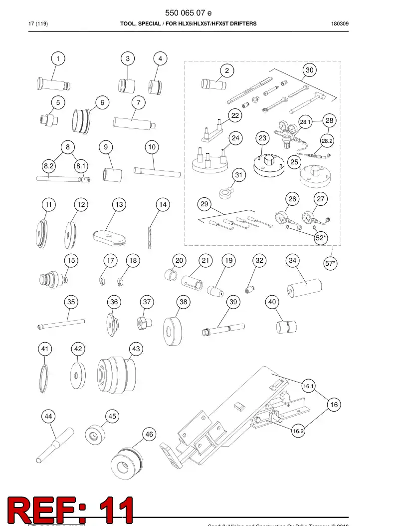 55005557c 550 055 57c Punch - Sandvik Technical Drawing