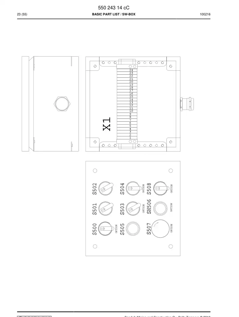 55005647a 550 056 47a Wiring instruction - Sandvik Technical Drawing