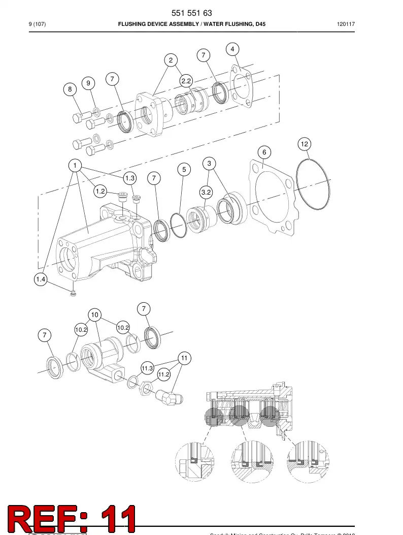 55005676b 550 056 76b Adapter assembly - Sandvik Technical Drawing