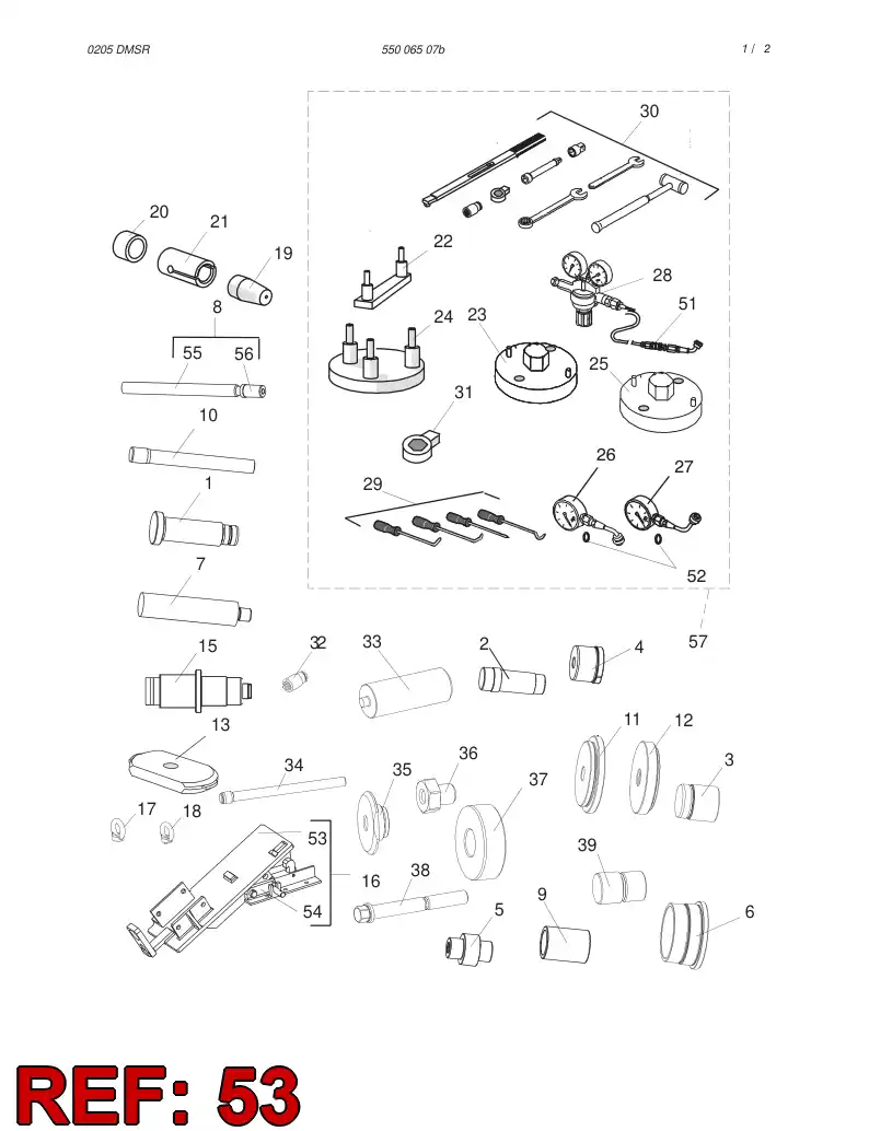 55005729 550 057 29 ASSEMBLY STAND - Sandvik Technical Drawing