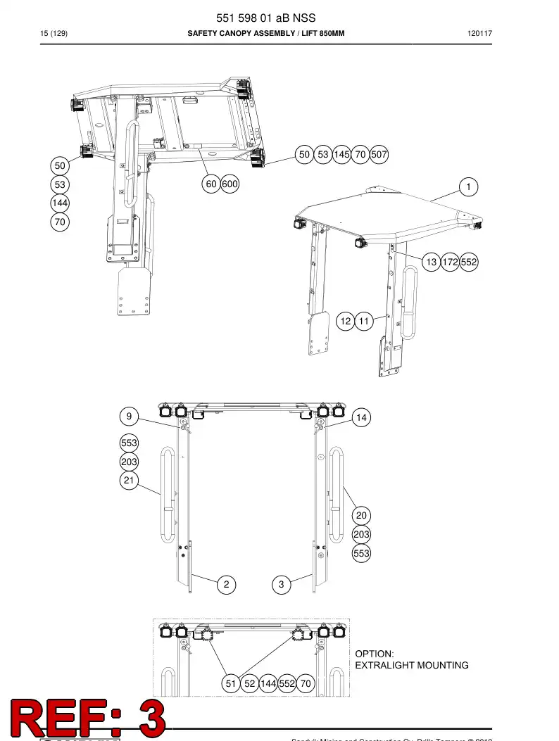 55006031a 550 060 31a Beam - Sandvik Technical Drawing
