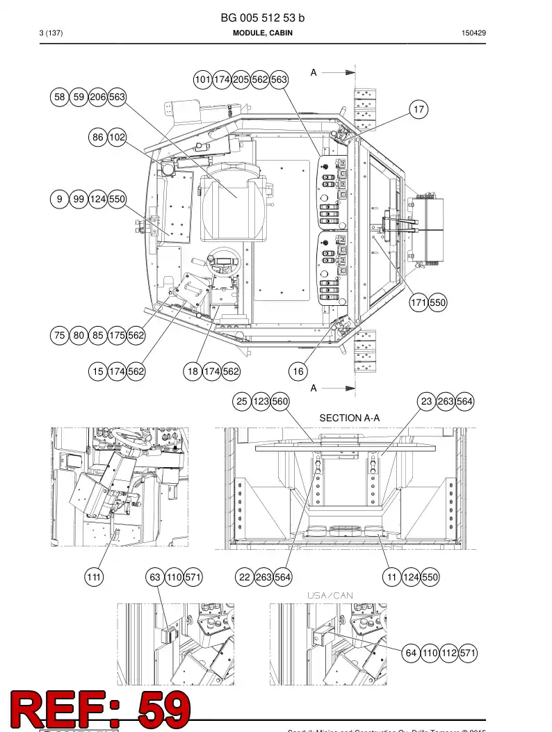 55006078 550 060 78 Guard - Sandvik Technical Drawing