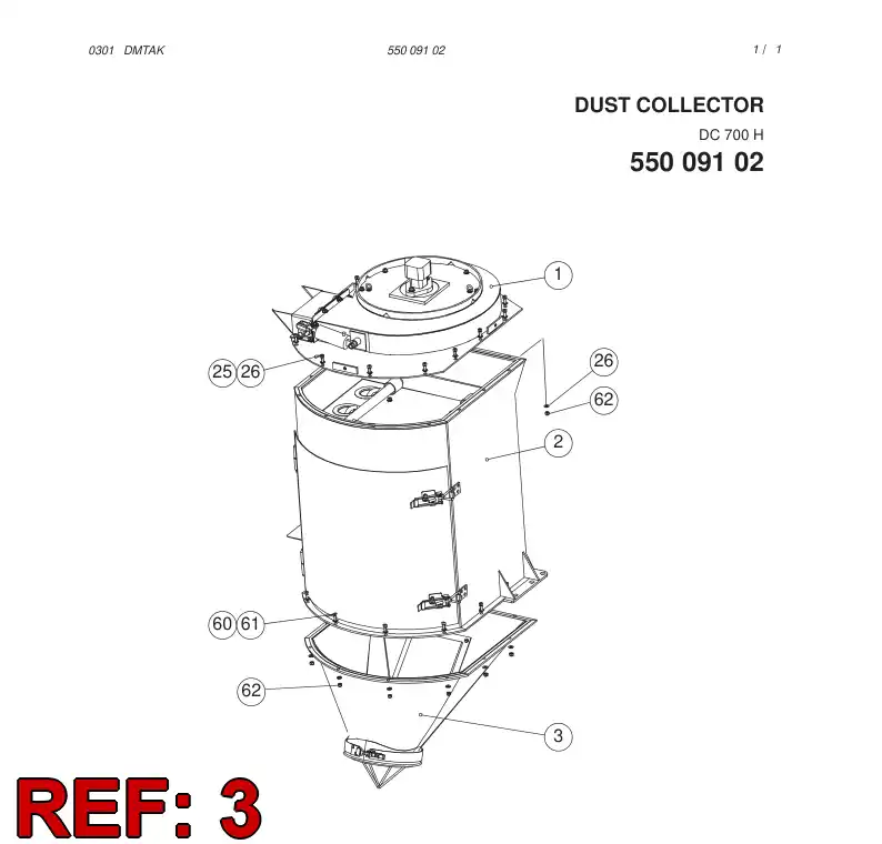55006179 550 061 79 DUST COLLECTOR - Sandvik Technical Drawing