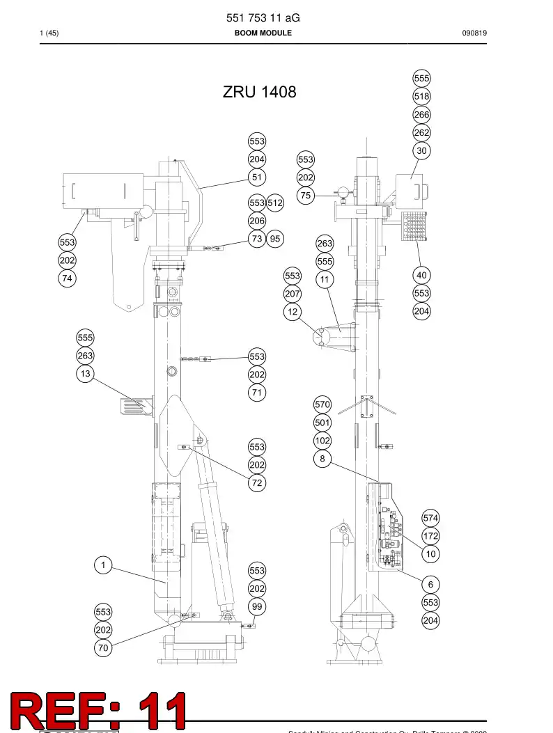 55006490 550 064 90 Transport support - Sandvik Technical Drawing