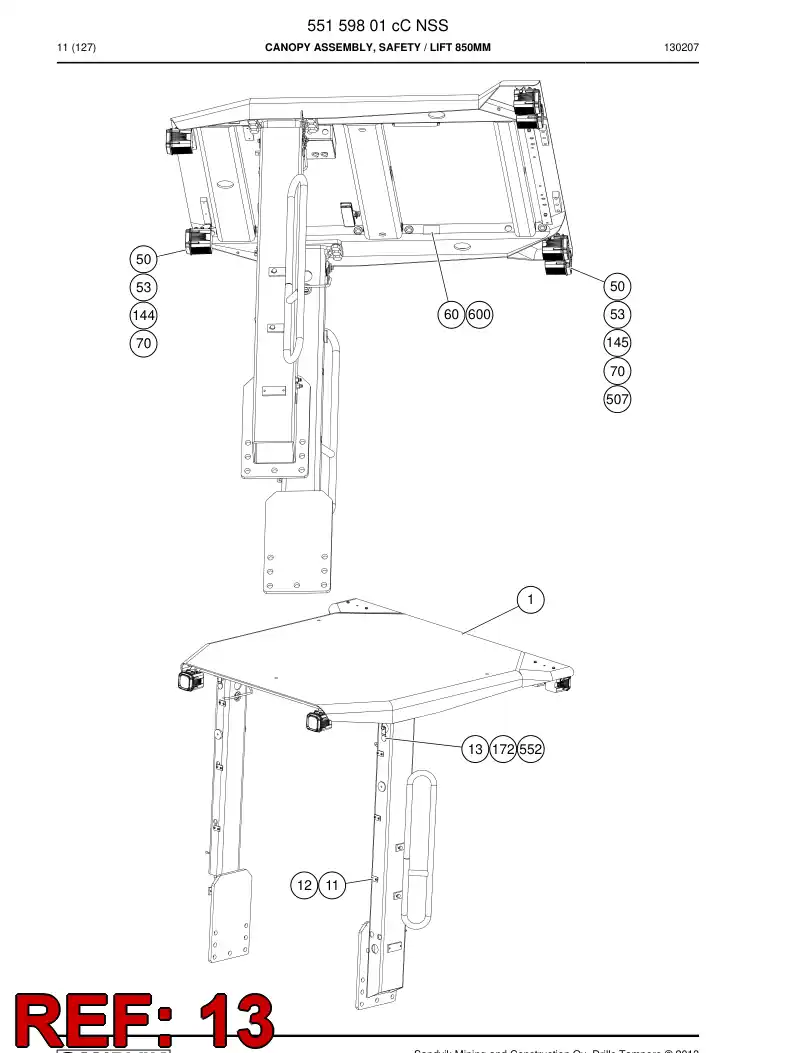 55006505b 550 065 05b Plate, Cover - Sandvik Technical Drawing
