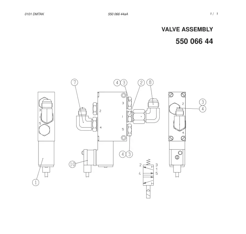 55006644aA 550 066 44aA VALVE ASSEMBLY - Sandvik Technical Drawing
