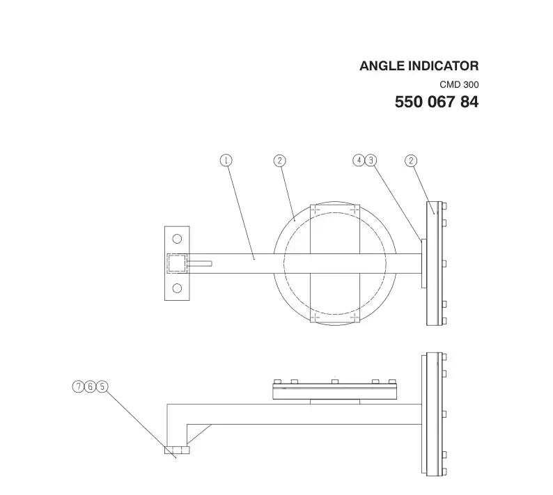 55006784a 550 067 84a ANGLE INDICATOR - Sandvik Technical Drawing
