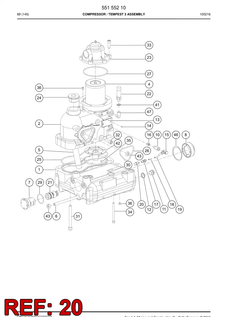 55007186b 550 071 86b Valve, Check - Sandvik Technical Drawing