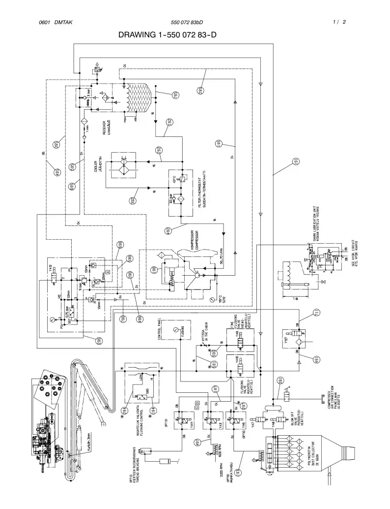 55007283bD 550 072 83bD PNEUM. CIRCUIT DIAGRAM, POWERP - Sandvik Technical Drawing