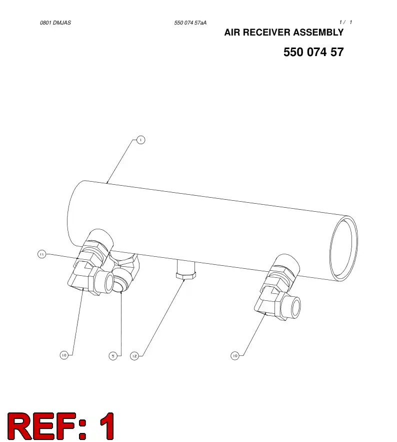 55007388 550 073 88 Air tank - Sandvik Technical Drawing